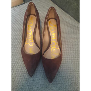 Sam Edelman Brown Suede Pointed-Toe Pumps